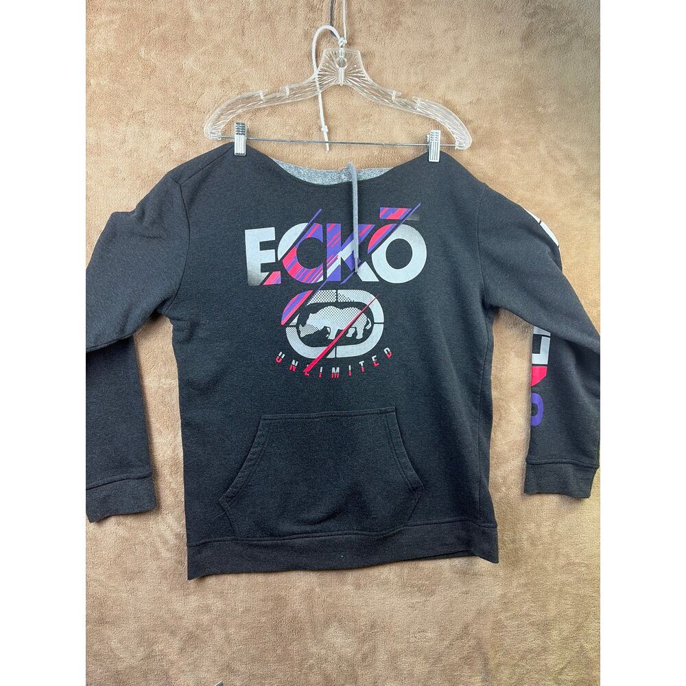 Vintage Ecko Unltd Hoodie Mens XL Gray Y2K Skater Rhino Pullover Sweatshirt